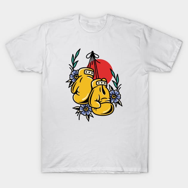 Boxing Gloves Flowers T-Shirt by Inkshit13